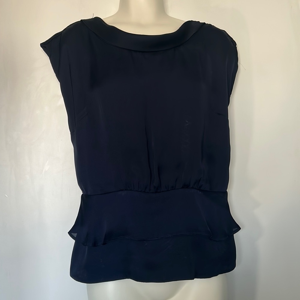 Principles Deep Blue Cowl Neck Drop Back Sleeveless Blouse